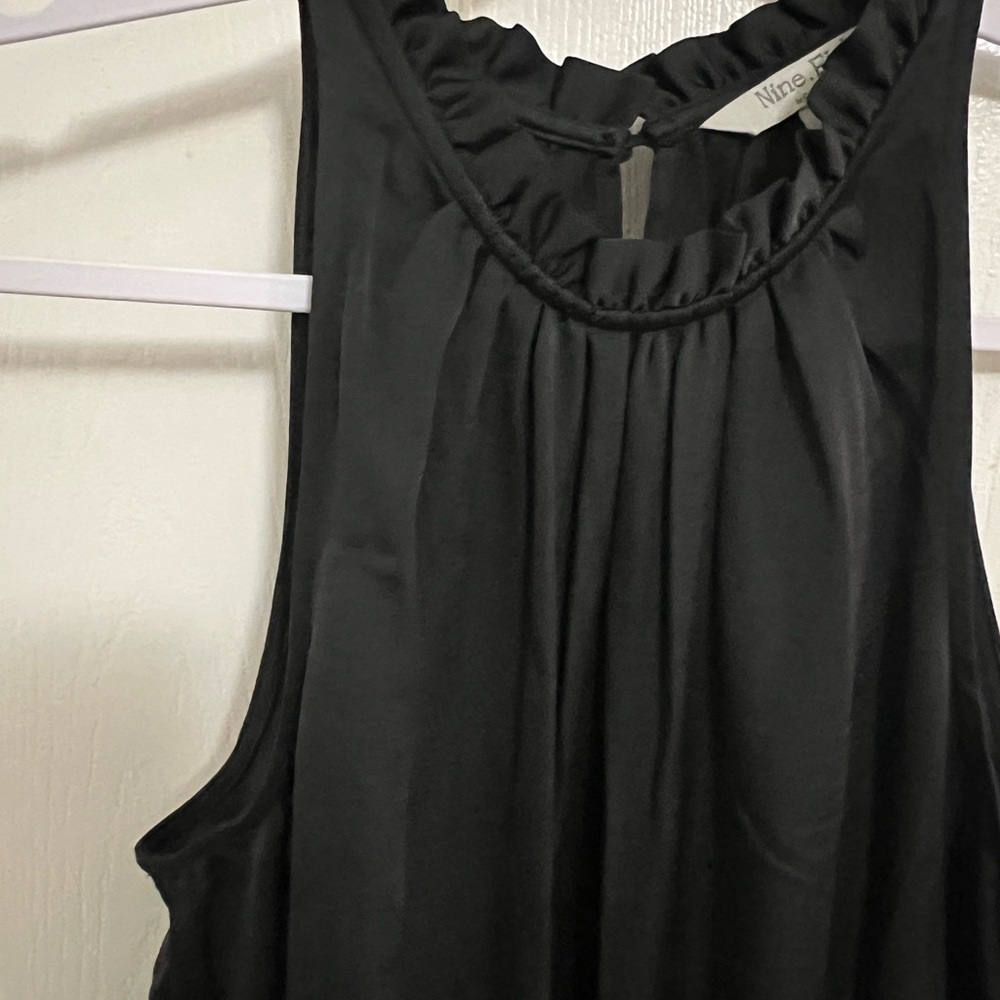 33) Nine.Eight Women's Satin Halter Midi Dress black tiered Size Large NWT - Picture 7 of 8